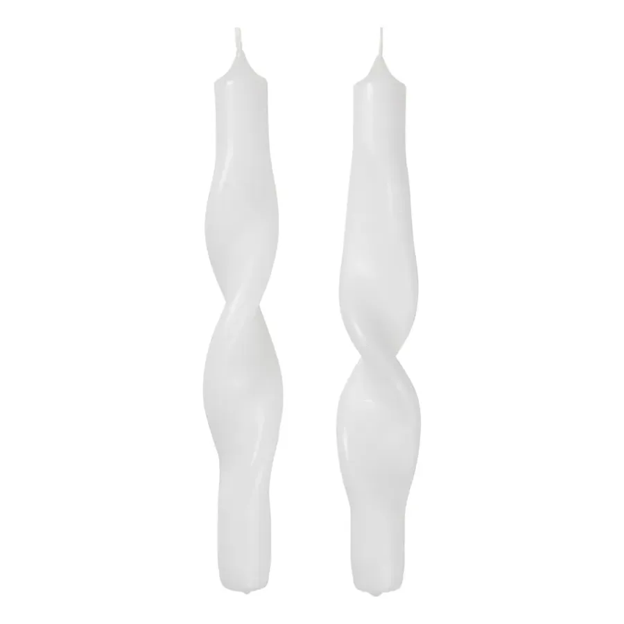 Broste Copenhagen Twist twisted candles gedraaide kaarsen 23 cm 2-pack, Pure white< Kaarsen