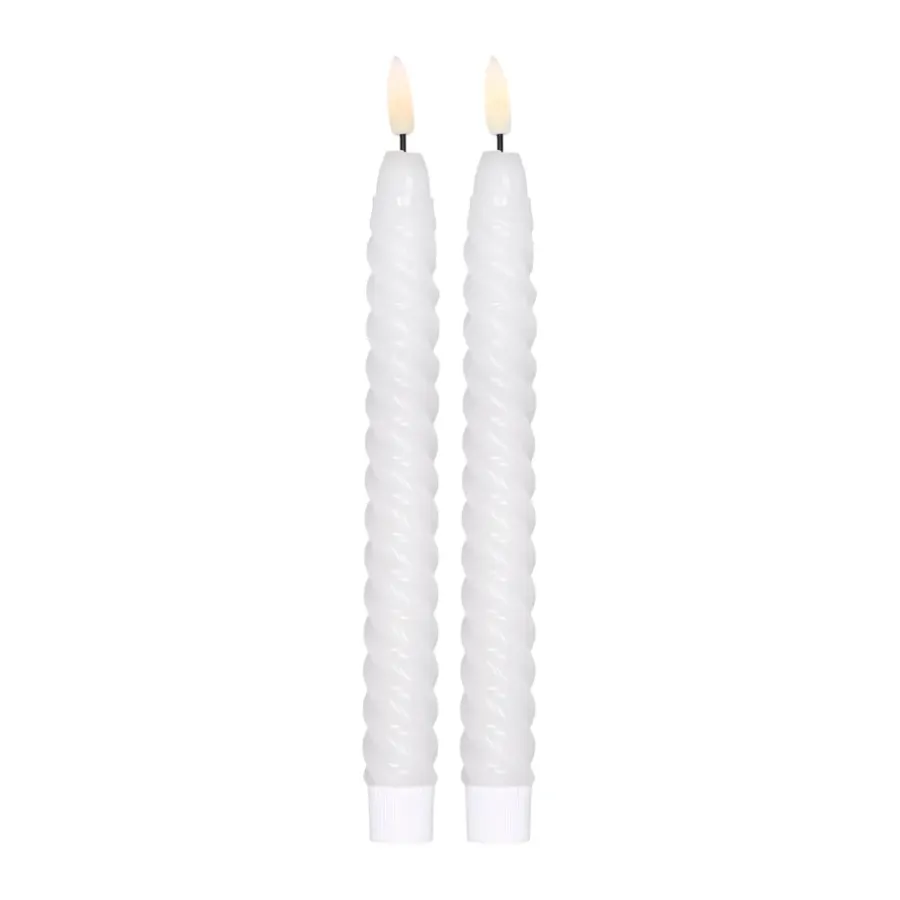 Scandi Essentials Twisted ledkaarsen 25 cm 2-pack, Wit< Led-Kaarsen