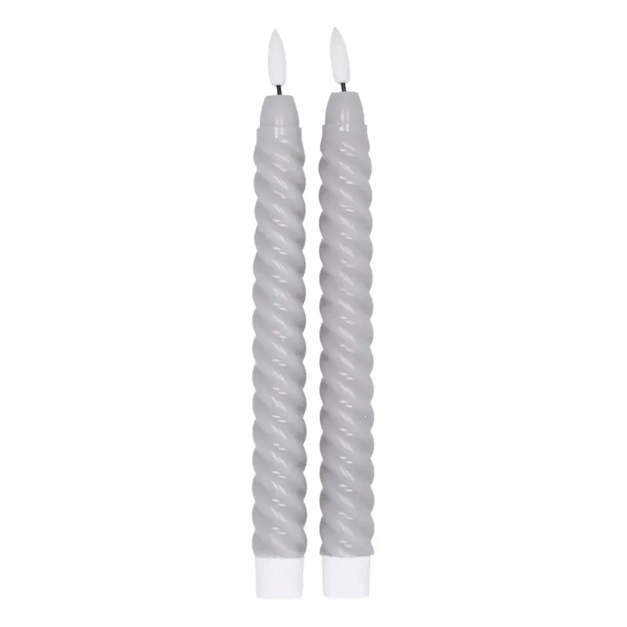 Scandi Essentials Twisted ledkaarsen 25 cm 2-pack, Grijs< Led-Kaarsen