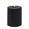 Uyuni Lighting Uyuni LED Blokkaars melted, Zwarte rustieke, Ø7,8x10 cm< Led-Kaarsen
