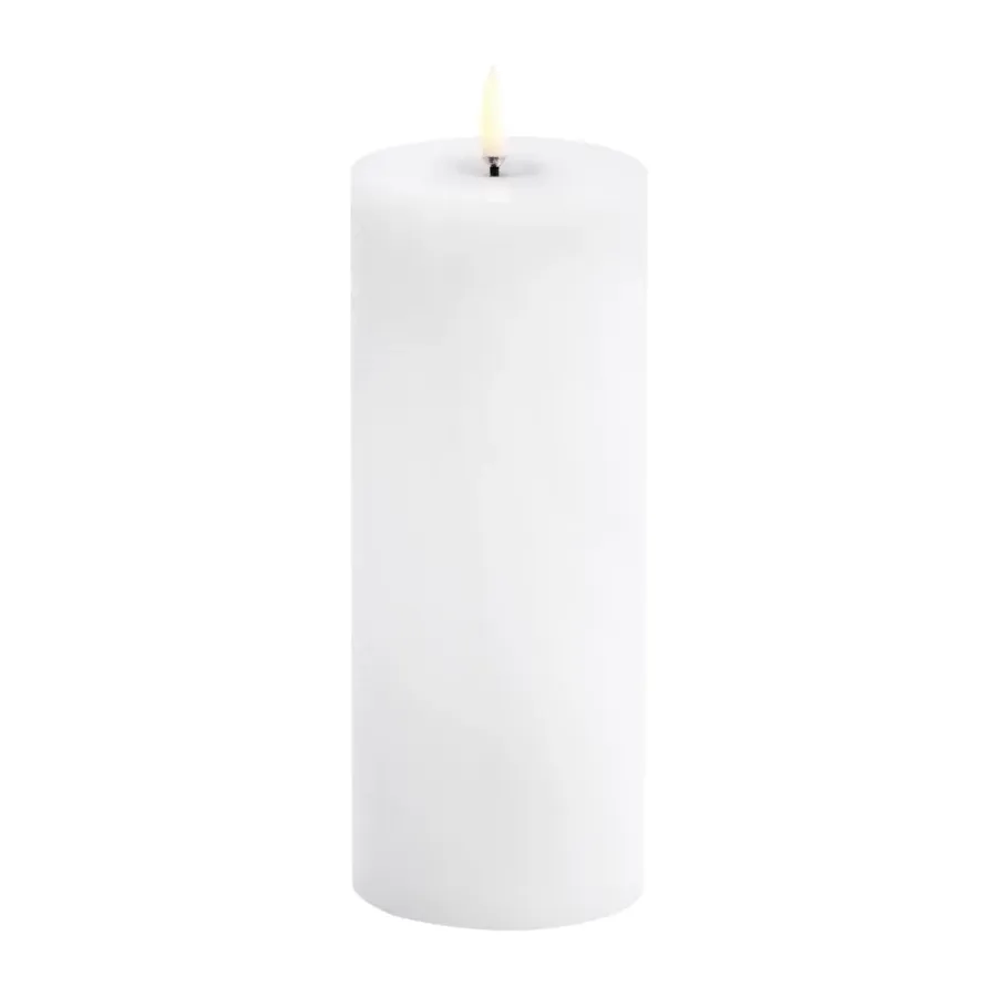 Uyuni Lighting Uyuni LED Blokkaars melted, Witte rustieke, Ø7,8x20 cm< Led-Kaarsen