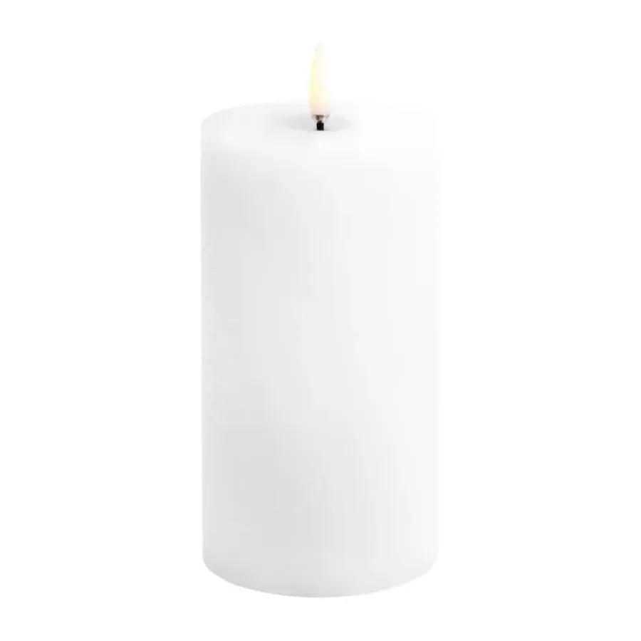 Uyuni Lighting Uyuni LED Blokkaars melted, Witte rustieke, Ø7,8x15 cm< Led-Kaarsen