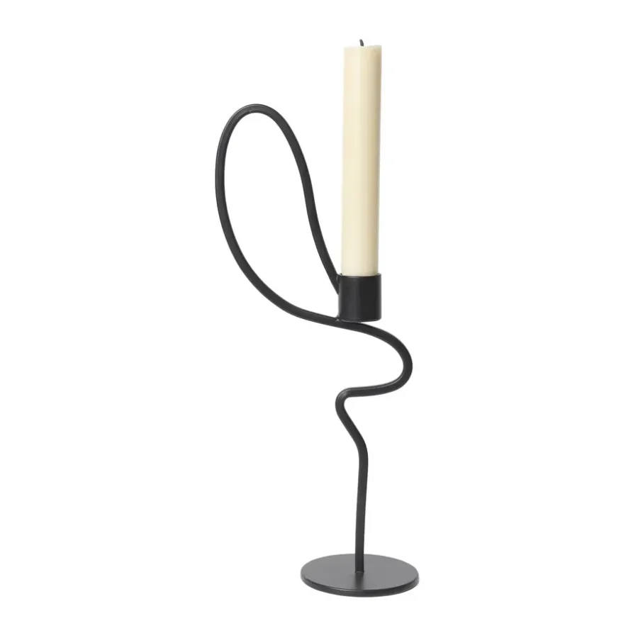 Ferm Living Valse kandelaar high, Zwart< Kandelaars