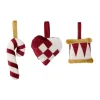 Bloomingville Velua decoratiehanger 3-delig, Rood< Kerstdecoraties