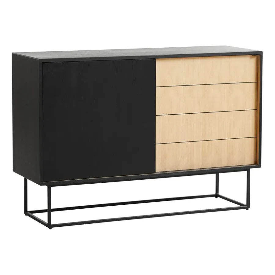 Woud Virka bijzettafel, hoog 120 cm, Zwart - eikenhout< Ladekasten & Dressoirs