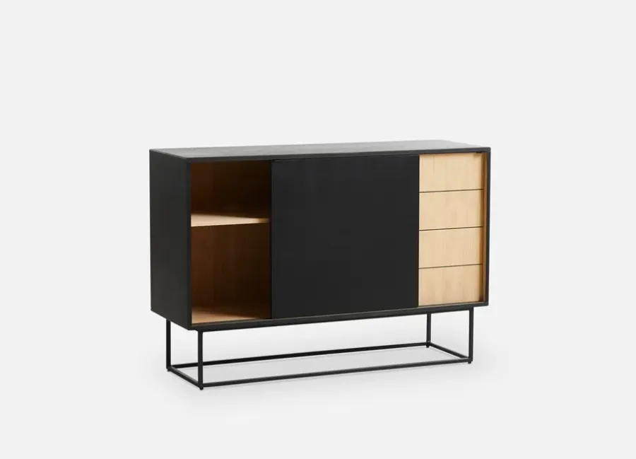 Woud Virka bijzettafel, hoog 120 cm, Zwart - eikenhout< Ladekasten & Dressoirs