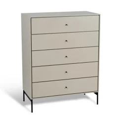 Mavis Volt kast 5 lades beige, Details in zwart< Ladekasten & Ladeblokken