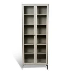 Mavis Volt vitrinekast 190 cm beige, Details in zwart< Kasten & Vitrines