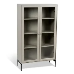 Mavis Volt vitrinekast 130 cm beige, Details in zwart< Kasten & Vitrines