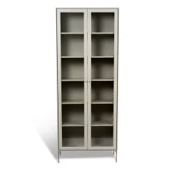 Mavis Volt vitrinekast 190 cm beige, Details in roestvrij staal< Kasten & Vitrines