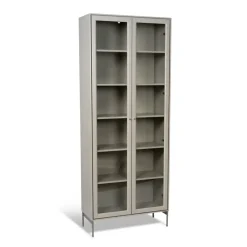 Mavis Volt vitrinekast 190 cm beige, Details in roestvrij staal< Kasten & Vitrines