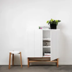 A2 White Cabinet kastje, eikenhout< Kasten & Vitrines