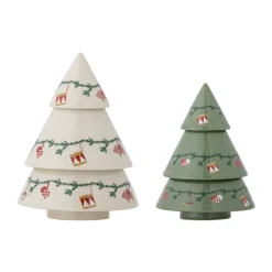 Bloomingville Yule decoratie dennenbomen 2 delen, Beige-groen< Kerstdecoraties
