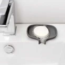 Bosign Zeepbakje met afdruipbuisje siliconen, Grafietgrijs< Zeepdispensers & Zeepschaaltjes