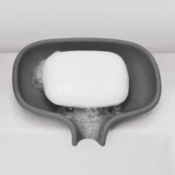 Bosign Zeepbakje met afdruipbuisje siliconen, Grafietgrijs< Zeepdispensers & Zeepschaaltjes