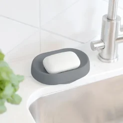 Bosign Zeepbakje met verborgen afvoertuit silicone large, Grafiet< Zeepdispensers & Zeepschaaltjes