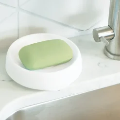 Bosign Zeepbakje met verborgen afvoertuit silicone medium, Wit< Zeepdispensers & Zeepschaaltjes