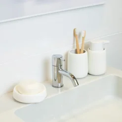 Bosign Zeepbakje met verborgen afvoertuit silicone medium, Wit< Zeepdispensers & Zeepschaaltjes